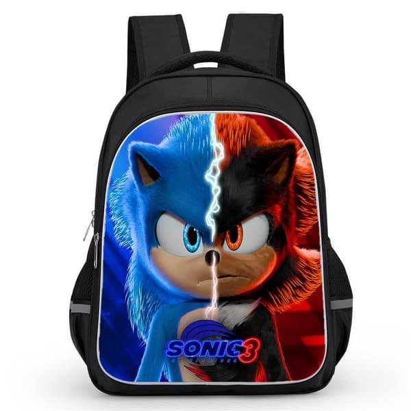 Cartoon Hedgehog Pattern Backpack for Primary School Students, Easy to Carry School Bag Sonic Black 29
