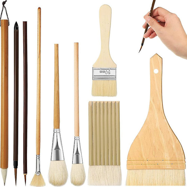 9 kpl set eri muotoisille lasitesiveltimille keramiikka Akryyli akvarelli keramiikka P:lle Wood Color