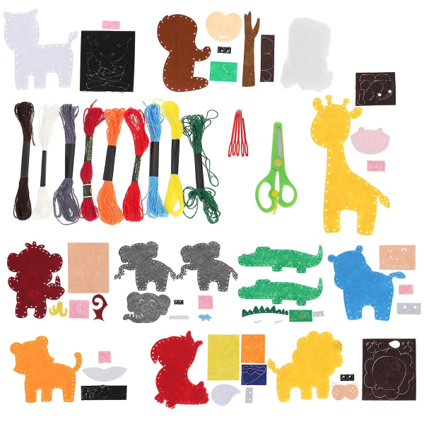 1 set DIY filt tyg sykit djungel djur hantverk leksaker för barn vuxna Assorted Color 18X8CM