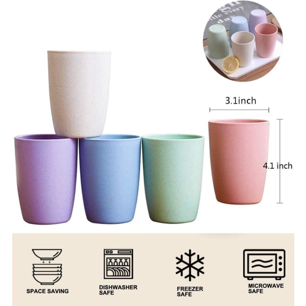 Sett med 5 kopper, plastkopp, kaffekopp, servise, oppvaskmaskin- og mikrobølgeovnsikker