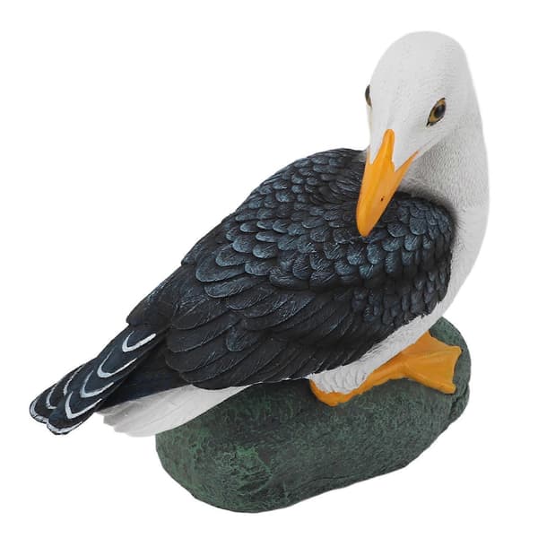 Måke-statue i harpiks, middelhavsstil, hukende