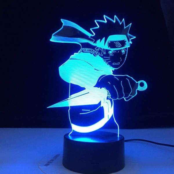 Bluetooth sengelampe Anime Naruto Uzumaki Kids Led Night Light Team 7 Kakashi Hatake Børneværelsesindretning Farverigt natlys Sasuke Uchiha 3D Lampe