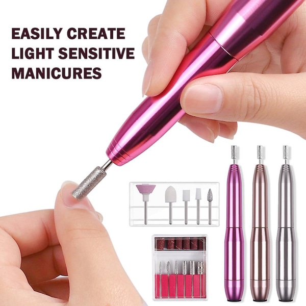 Usb Portable Electric Nail Polishers Set Durable Low Noise Nail Grinding Tool For Nails Art Use red