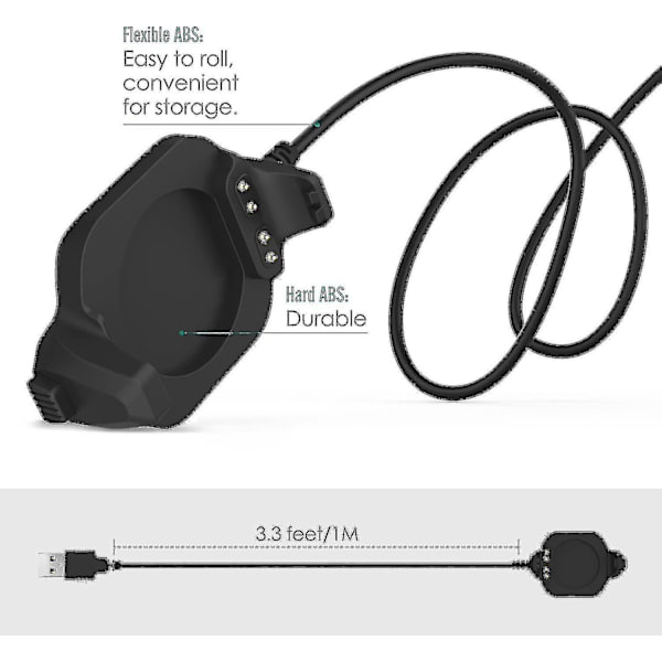 Laddningsdocka kompatibel med Garmin Forerunner 920xt, USB-datasynkroniseringsladdningsdocka med 1 m laddningskabel