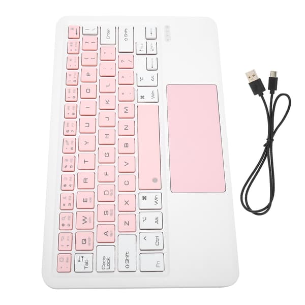 Wireless Keyboard Multi Touch Sensitive Operation Small Portable Rechargeable Keyboard for IOS Tablet White Pink