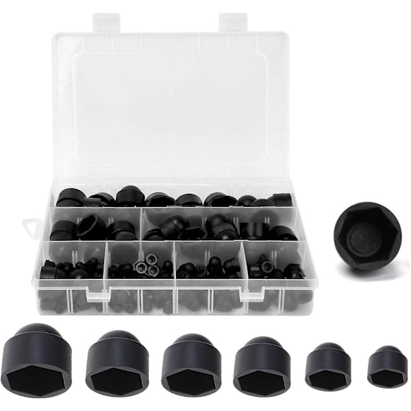 145 st plastskruvlock Hex bultmutterlock Svart Hex lock skruvlock M4 M5 M6 M8 M10 M12