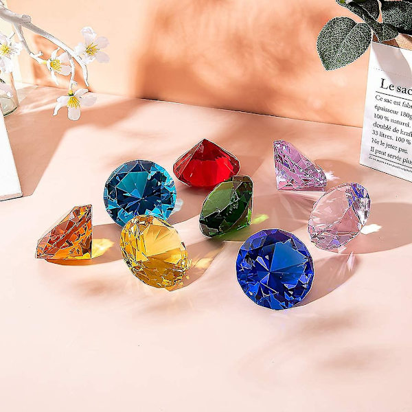 80mm(3,1 tum) Kristall Diamant Pappersvikt Prydnad Hem Dekorationer Solid Färg Rosa