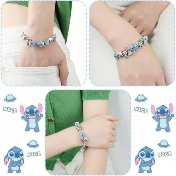 Stitch Julekalender Armbånd 2024 Piger 24 Dage Jule Nedtælling Kalender DIY Smykkefremstillingssæt 22 Charm Perler 2 Armbånd 0.45