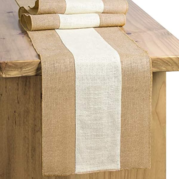 Light Edge Burlap Table Runner 183cm Long Farmhouse Table Runner Jute Runner Woven Fabric