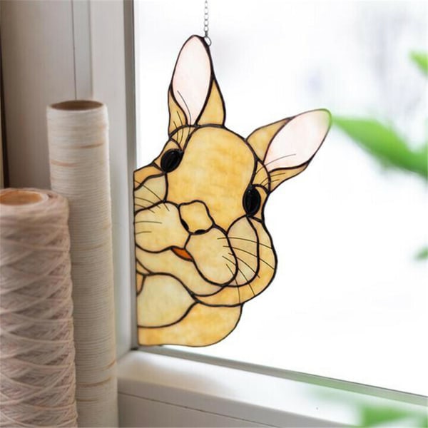 Artistic Easter Pendant Active Poses Acrylic Easter Bunny Peeping Plaque For Home