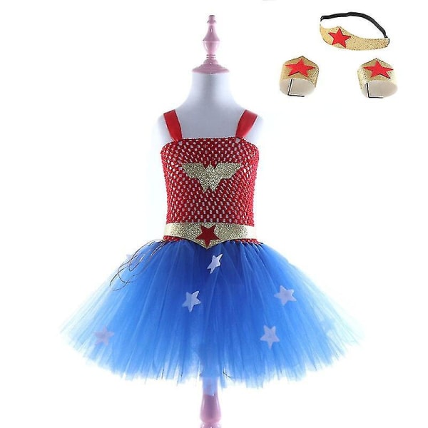 Wonder Girl Cosplay Kostyme for Barn Superhelt Halloween Karneval Festkjole L