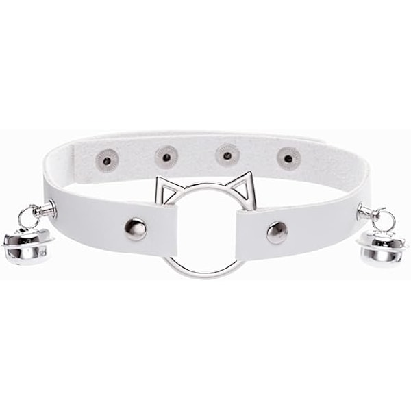Räv konstgjord päls svans kattöron pannband Halloween fest kostym halsband choker cosplay set för kvinnor White