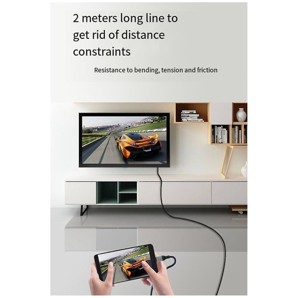 Type-C til-kompatibelt USB3.1 4K HDTV-kabel til Android-telefon til tilslutning af TV Enhedskabel til samme skærm 2M Black