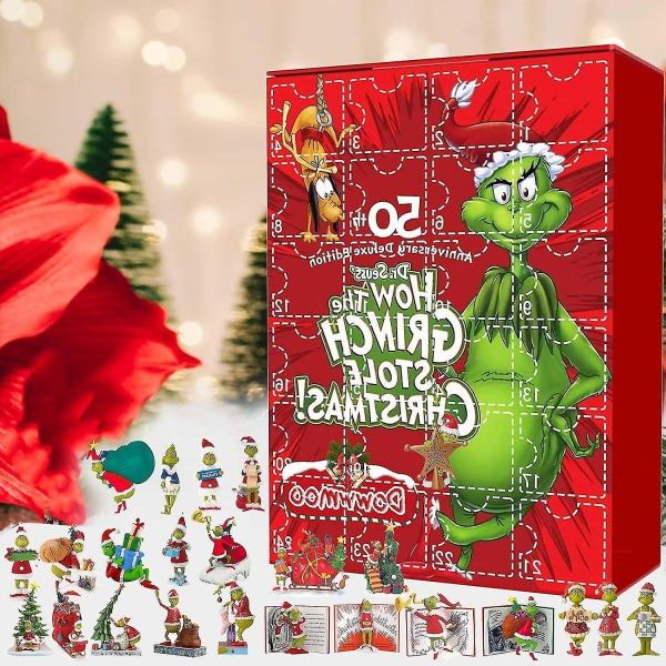 Grinch adventskalender 2023 til børn og voksne, The Grinch legetøj - 24 stk. The Grinch gaver, 24 dage Chr