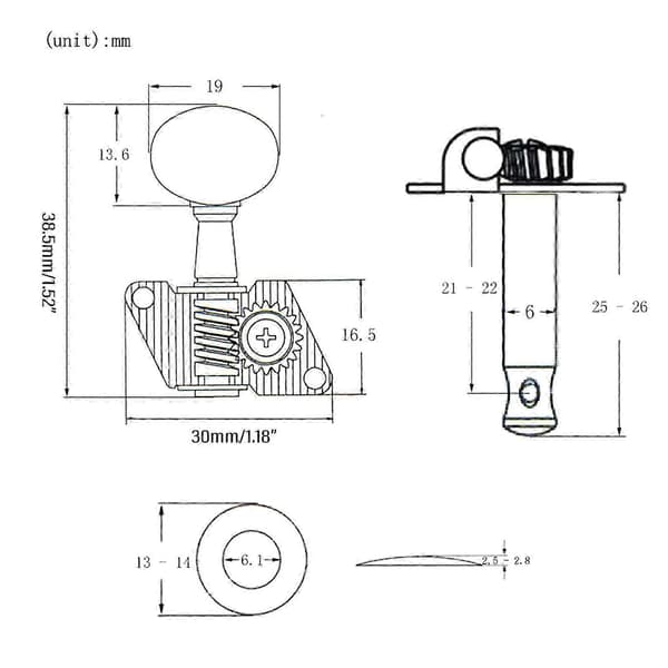 Stämmskruvar för Gitarr, 3R och 3L Stämskruvar med Precision Gitarrstämning Silver white head