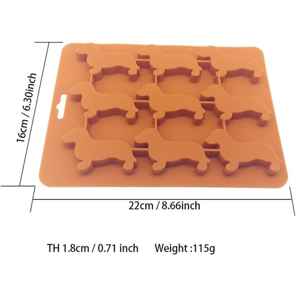 9 stk. Dachshund-formet isbittbrett i silikon