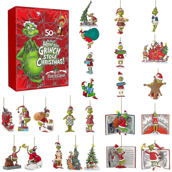 Grinch Adventskalender 2023 For Børn Og Voksne, The Grinch Toys-24stk The Grinch Gaver, 24 Days Chr