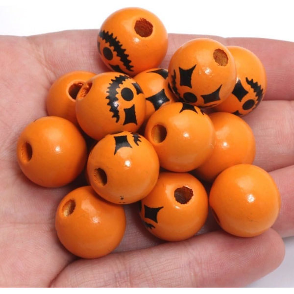 50 kpl 16 mm Halloween puuhelmet Grimace puuhelmet Naru tarvikkeet Käsityö puuhelmet Halloween juhliin puuhelmi käsityöt