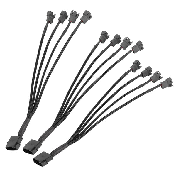 3 stk. forlængerkabel 1 til 4 splitter til computer CPU-kabinetblæseradapter 4P til 4Pin