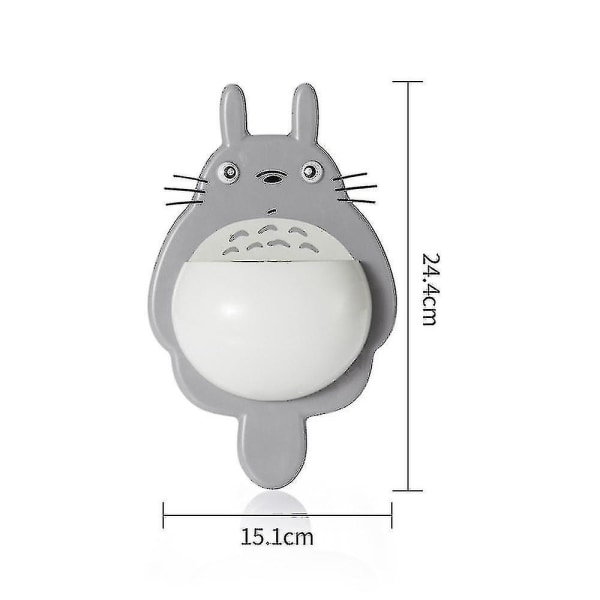 Barn Flicka Pojke Söta Totoro Tandborsthållare Väggmontering Sugkopp Bad Sugkopp Light Grey