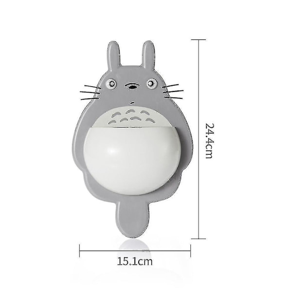 Børns pige dreng søde Totoro tandbørsteholder vægmontering sugekop badeværelse sugekop Light Grey