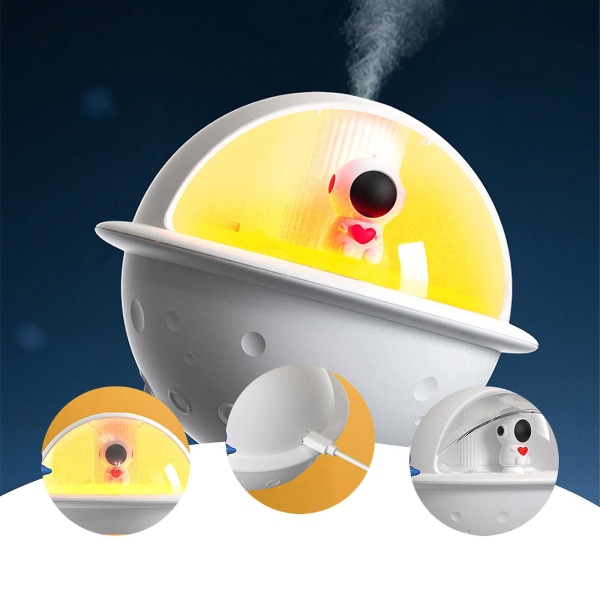 Astronaut luftfuktare för sovrum | USB mini luftfuktare med 7 färger ljus | Liten skrivbordsluftfuktare för barn