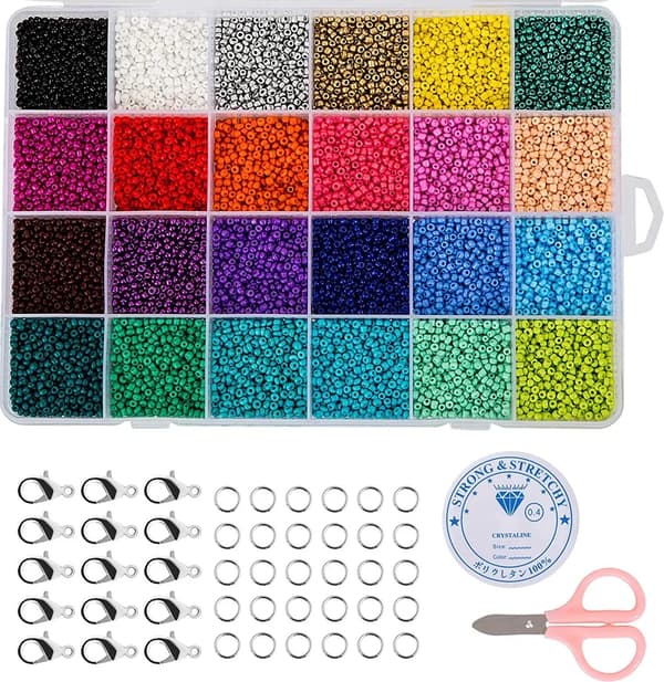 24000 pcs Seed Beads Round 24 Colors Handmade Beads 2mm
