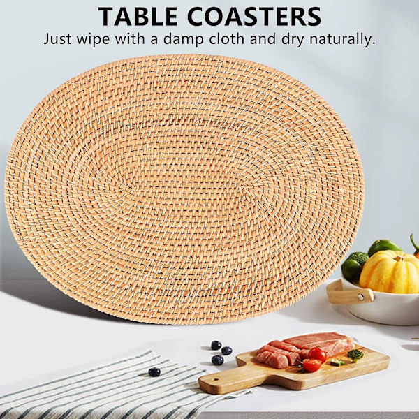 Soikea rottinkinen ruokailualusta, luonnollinen rottinki käsin kudottu, tee seremonia tarvikkeet, sopii ruokasaliin, K as shown