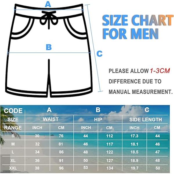 Herrbadshorts Snabbtorkande Badshorts Herr Strandshorts Sommar Casual Badbyxor Badkläder med Meshfoder och Dragkedjefickor
