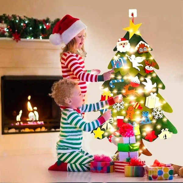 Filt Juletrær Diy Veggdekorasjon Juletrær Hjemmelaget Juletrær Barn Leker Filt Dekorasjon Without String Lights