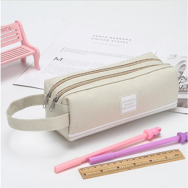 Pencil Bag Pen Case, Felt Students Big Capacit for School Students Supplies Office Storage Desk Organizing Beige