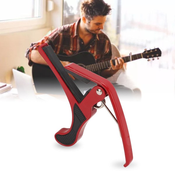 2024 Gitar Capo Alloy Quick Release elektrisk gitar Capo Sett med 2 STK gitarplukker for Banjo Mandolin Red