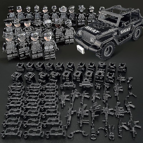 Militærserie montert skurk 36 minifigurer og jeep