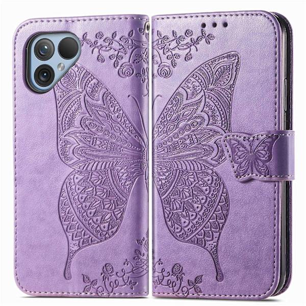 Sommerfugl Blomster Lærveske Til Fairphone 5 Light purple