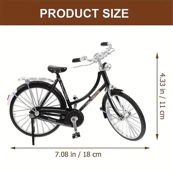 Legering Vintage Cykel Model Simulering Mini Skala Cykel Model Kit Med Oppustelig Miniature Køretøj Desktop Ornament Legetøj Black
