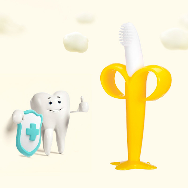 Baby Silikon Tannbørste Banan Form Trygg for Tålmodighet Tyggeleker for Nyfødte Ideell Gave C