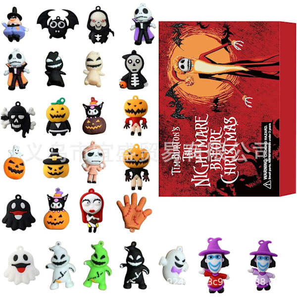 Jule-blindboks med zombie-pynt - Gyser-zombie-nedtælling 24-dages kalender - Blindboks - Jule-gotisk
