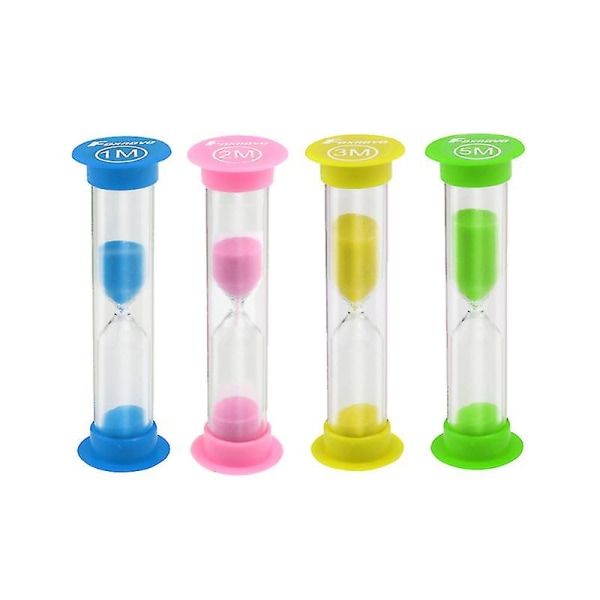 4 stk. Farverigt timeglas sandglassand ur timere Kreativ børnetid legetøj kombipakke (1 min + 2 min + 3 min + 5 min mønstre)