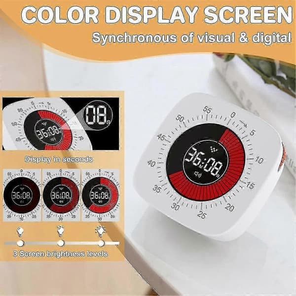 Visuell Timer for Barn, Digital Timer med 60-minutters Nedtelling, Stille Timer For (FMY)
