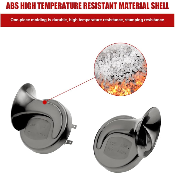 300DB Superhøye toghorn, 2 stk. 12V vanntett lufthorn erstatningssett, bil elektrisk snegle dobbelthorn (svart)