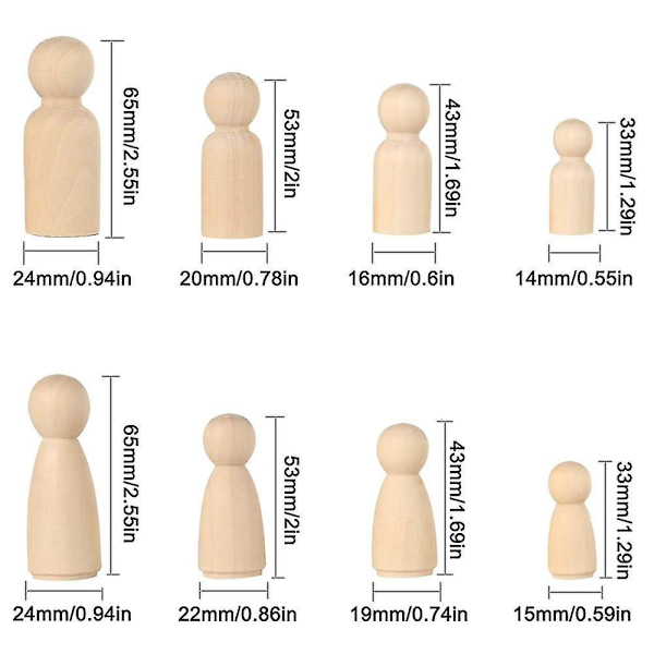 Träfigurer, 50 st DIY träfigurer marionetter, humanoid marionett barns leksaker manliga och kvinnliga marionett leksaker hantverk konst & hantverk, 4 storlekar