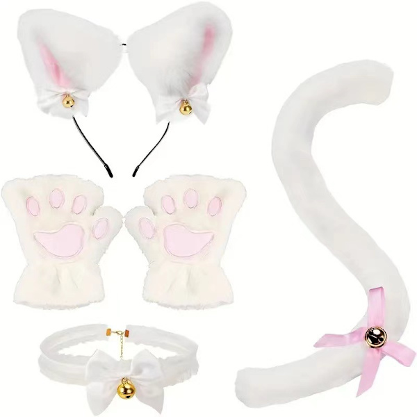 Söta tecknade katt cosplay rekvisita kattunge öron pannband kattklo handskar katt svans tillbehör söt kostym 6#