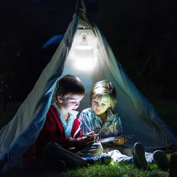 Campinglampa, LED-laddningsbar glödlampa, batteridriven utomhuslampa, bärbar tältlampa för nödcamping, uteplats, trädgård och grillning.