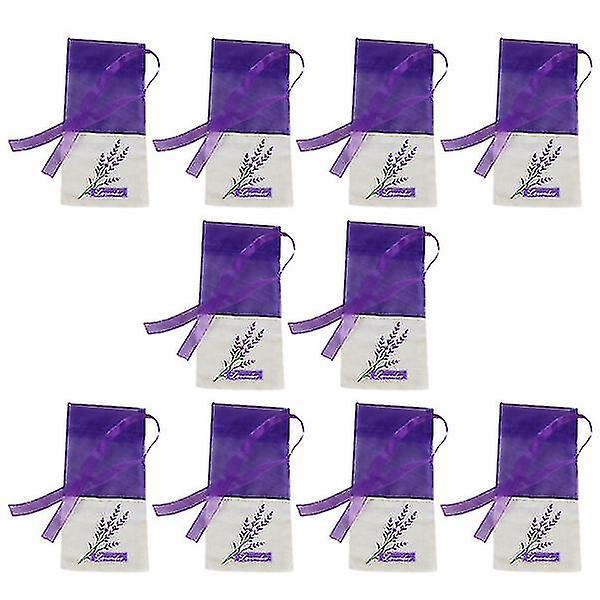 10 stk. Blomstertryk Lavendelposer Tom duftpose Poser Taske til afslapning Sove Dyb lilla