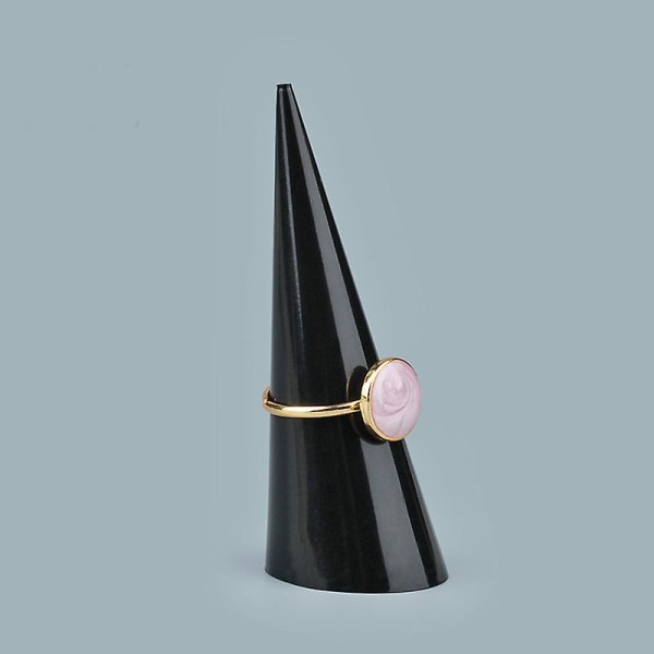 5-pak kegleformet akryl massiv ringskærm til smykkeudstillingsstand (sort)