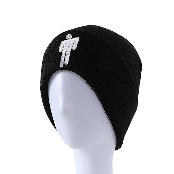 Billie Eilish Stickad Mössa Unisex Hiphop Mössa Casual Luva Ull Mössa (svart1st)