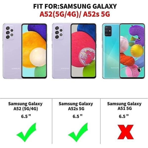 Halskæde Samsung Galaxy A52 5G etui gennemsigtigt silikone med halskæde lanyard Telefon lanyard med Co