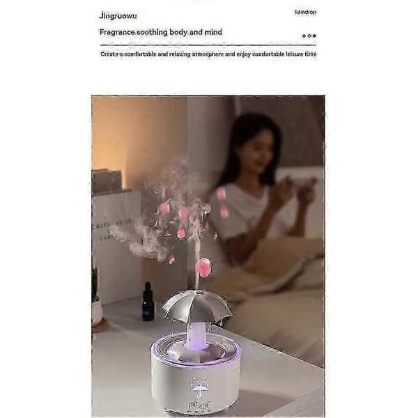 Regndråbe-luftfugter til soveværelse, store rum, luftfugtere og aromaterapi-diffuser, støjsvag luftfugter A1