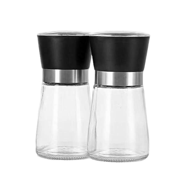 2-pack salt- och pepparkvarn - påfyllningsbar justerbar grovhetskvarn A
