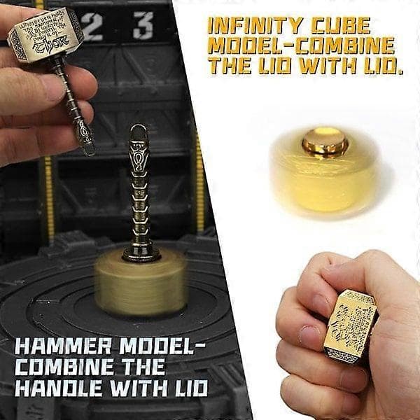 Fidget Spinner i mässing, metallleksaker, present till barn och vuxna, Thors hammare fingerhandspinner (2-pack)